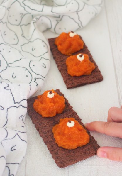 Tartine Citrouille Kaki Pour Le Gouter De Bebe Cubes Petits Pois